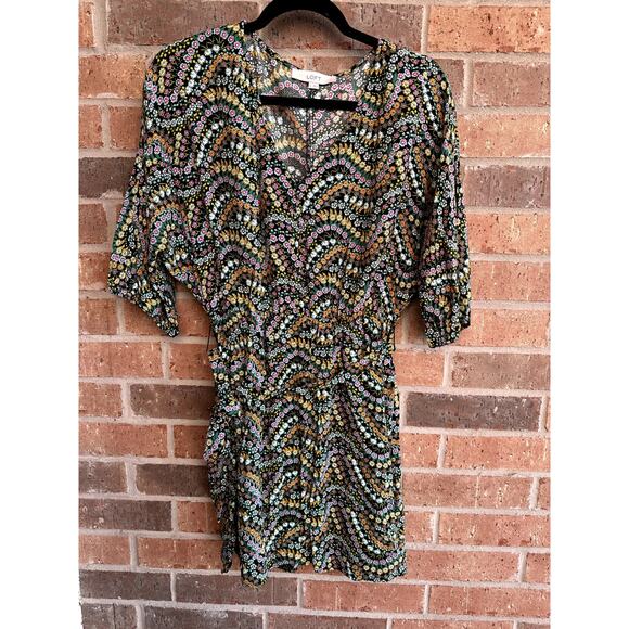 Loft Womens Multicolor Floral Print Dolman Sleeve V-Neck Summer Dress Size Small - Picture 1 of 5